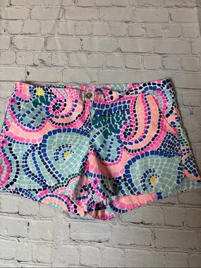 Lilly Pulitzer Pink, Blue & Green Mosaic Print Shorts (0009)